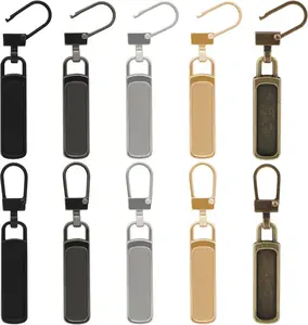Zipper Pull Replacement for Small Holes, 10 Pieces Detachable Tiny Zipper Replacement Slider for Luggage Jackets Backpacks Boots Purse Coat Pants(Silver, Black, Gold, Gun Black) FENGWANGLI