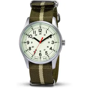 *MWA-PP   Glow in The Dark Watches for Men, 12/24 Hour Military Time Watch Waterproof, Field Outdoor Sport Mens Wristwatch with Slip-Thru Nylon Band