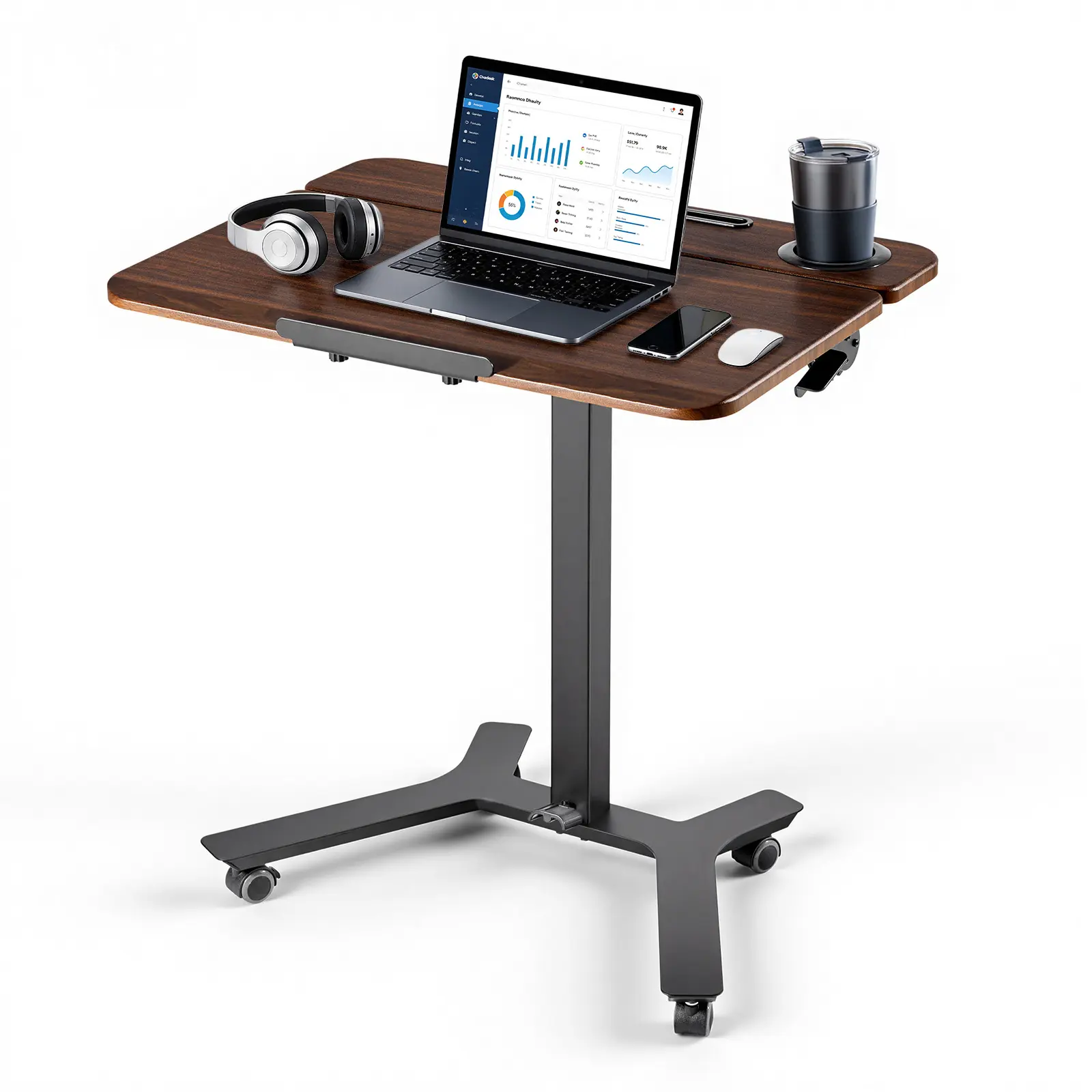 VEVOR Standing Desk, Adjustable Height Mobile Stand Up Desk with Tilting Desktop, 28.2 x 20.7 in Small Computer Sit Stand Workstation, 33 lbs Capacity, Foot Pedal Pneumatic Lift for Home, Office