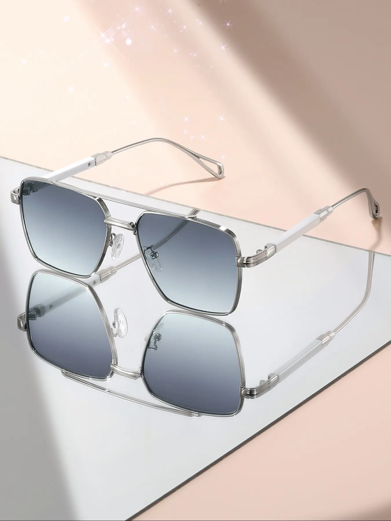 Fashionable Metal Frame Sunglasses, Fashion Eyewear, with Unique Design, Elegant Square Shape for All Seasons, Perfect Gift for Daily Commute & Holidays, Street Style Shades