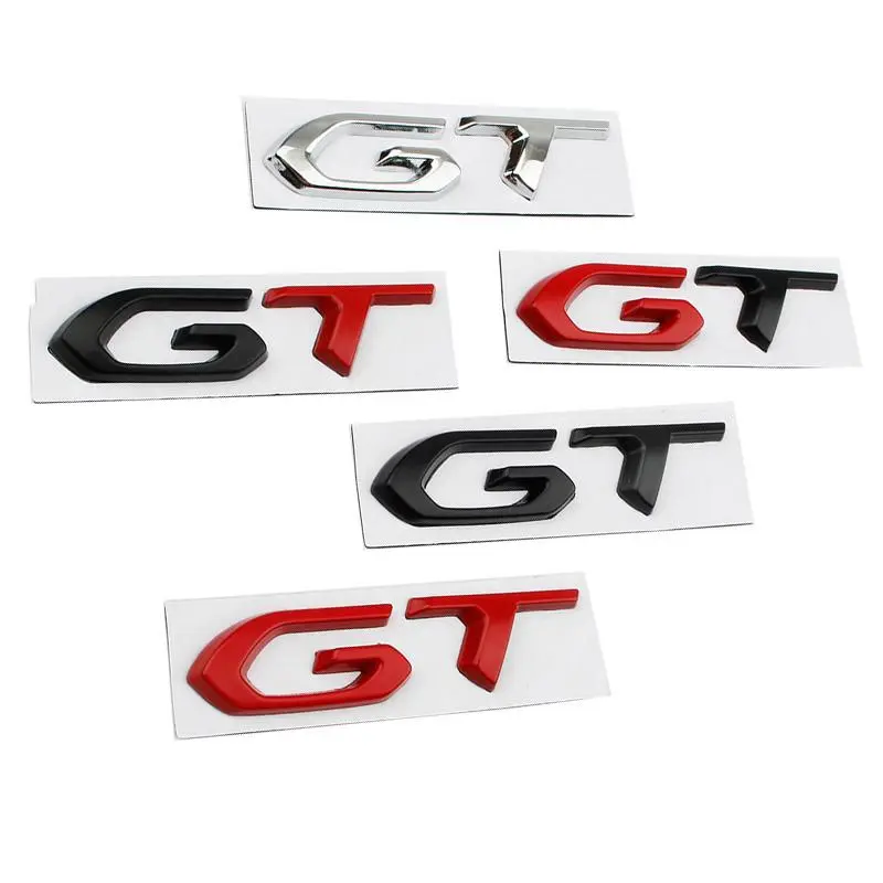 3D Metal GT Logo Letters Car Trunk Emblem Badge For Kia Peugeot 408 508 5008 208 2008 308 T9 3008 GT Sticker Decal Accessories