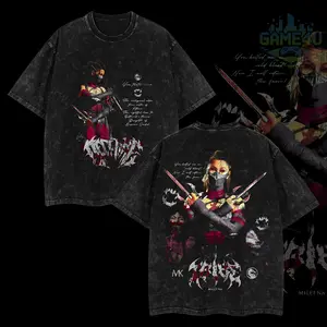 GameLife4U Retro MK Mileena T-Shirt 100% Premium Cotton Oversized Washed Classic Fit Menswear Top Casual Graphic Soft Seamless Black Clothes Tshirt