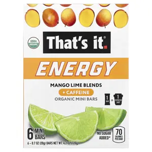 That's It Energy, Organic Mini Bars, Mango Lime Blends, 6 Mini Bars, 0.7 oz (20 g) Each