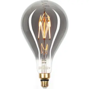 Jaspertronics™ LED Large Decorative Pendant Light Bulbs 25W Equivalent, Dimmable LED Oversized Bulbs with Smoke Glass, 1800K Warm White, 7W, 200LM, E26 Base, PS160/PS52