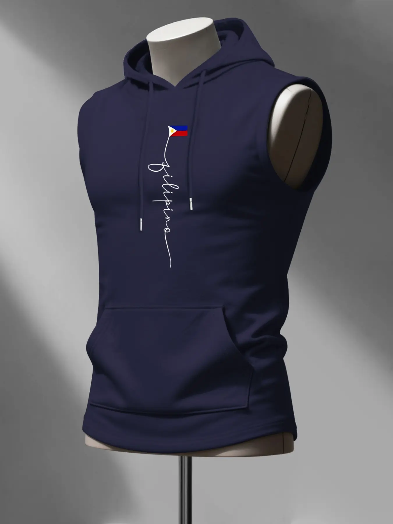 Men's Fashion Hooded Tank Top, Filipino National Culture Print, Flag Pattern, Casual Sleeveless Shirt, Casual Fashionable, Casual Comfy Fashion, Sporty Style, All Seasons, Casual Fashion Wear, Menswear