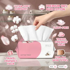 100 Count Disposable Face Towel, Ultra Soft & Thick Washcloths, Biodegradable Facial Towels for Sensitive Skin, Makeup Remover Dry Wipes, Lint-Free Towelettes for Cleansing