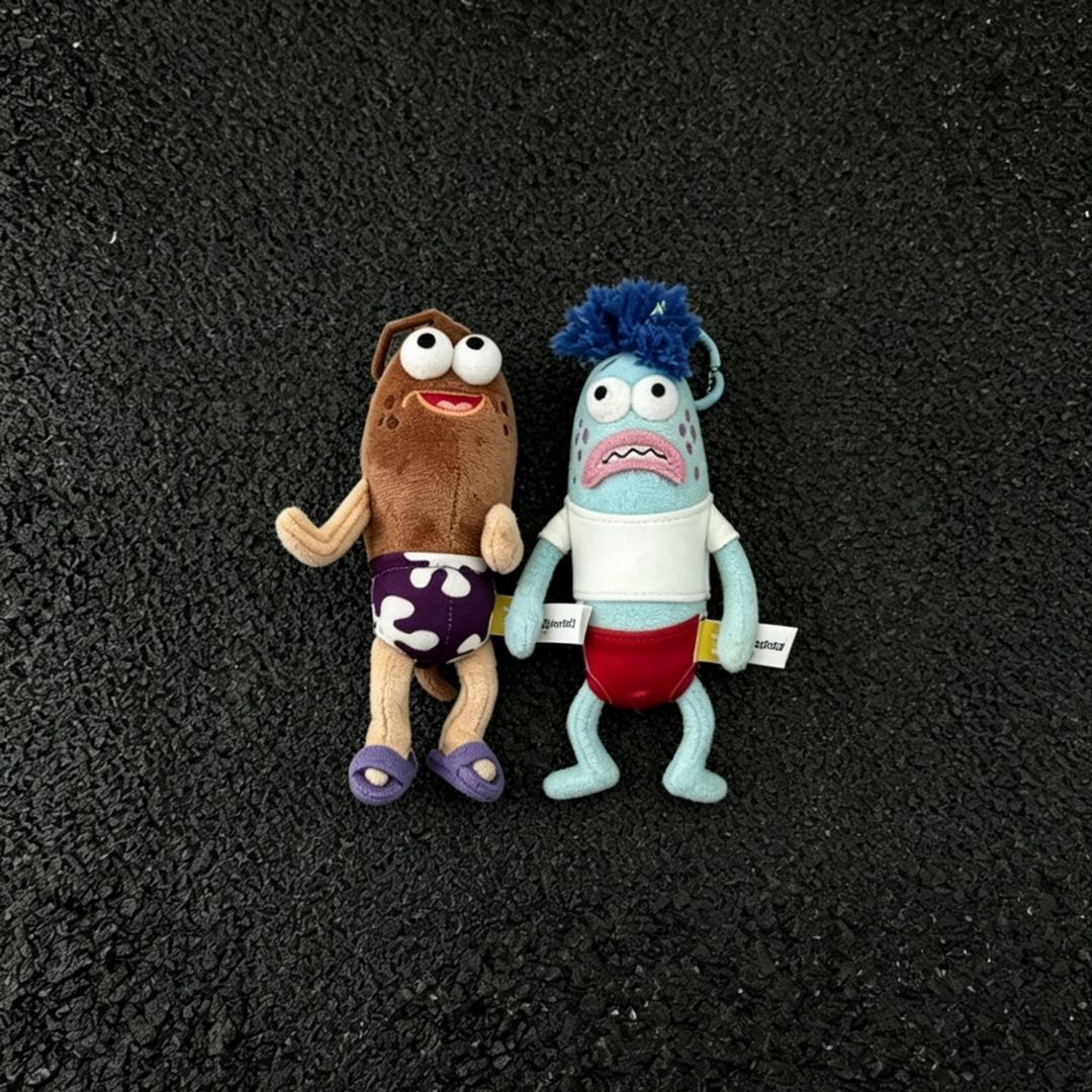 MINISO SpongeBob SquarePants Bikini Bottom Residents Cotton Compact Cartoon Character Plush Keychain, Cute Soft Everyday Bag Charm Pendant for Fans, Cute Keychains, Keychain Collectibles