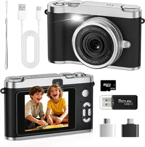 Upgrade Selfie Camera, HD Digital Video Cameras for Toddler, Portable Toy for 3 4 5 6 7 8 Year Old Girl with 32GB SD Card-Black ZYXVA
