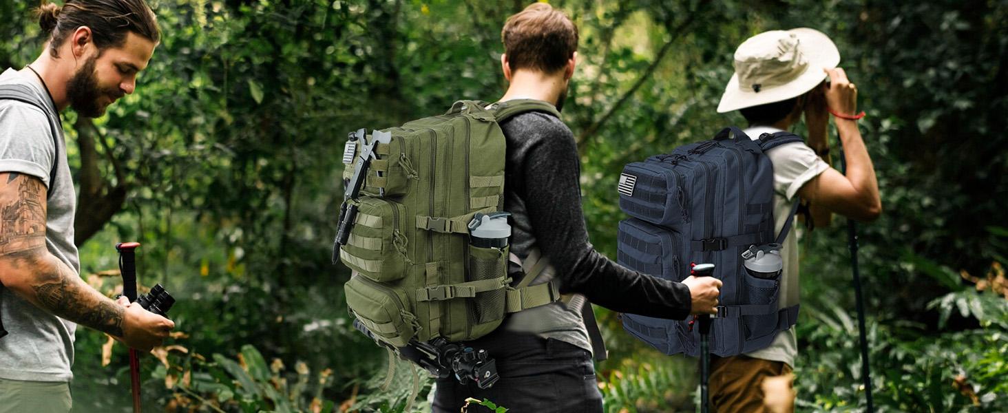 Kookoomia Military Tactical Backpack 50L Large Day Backpack Camouflage Assault Pack Bug Out Bag Waterproof Heavy Duty Hiking Treeking Survival Rucksack