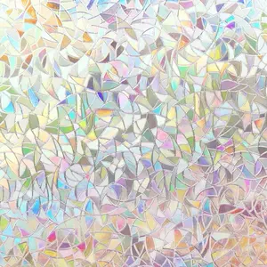 Rainbow Window Privacy Film with Cutting Reference Line 3D Decals Stained Glass Clings Static Cling Sticker Suncatcher Windows Cover Tint for Home 17.5 Inch x 78.74 Inch Eco-Friendly Materials UV Protection Energy Saving Decorative Translucent Film