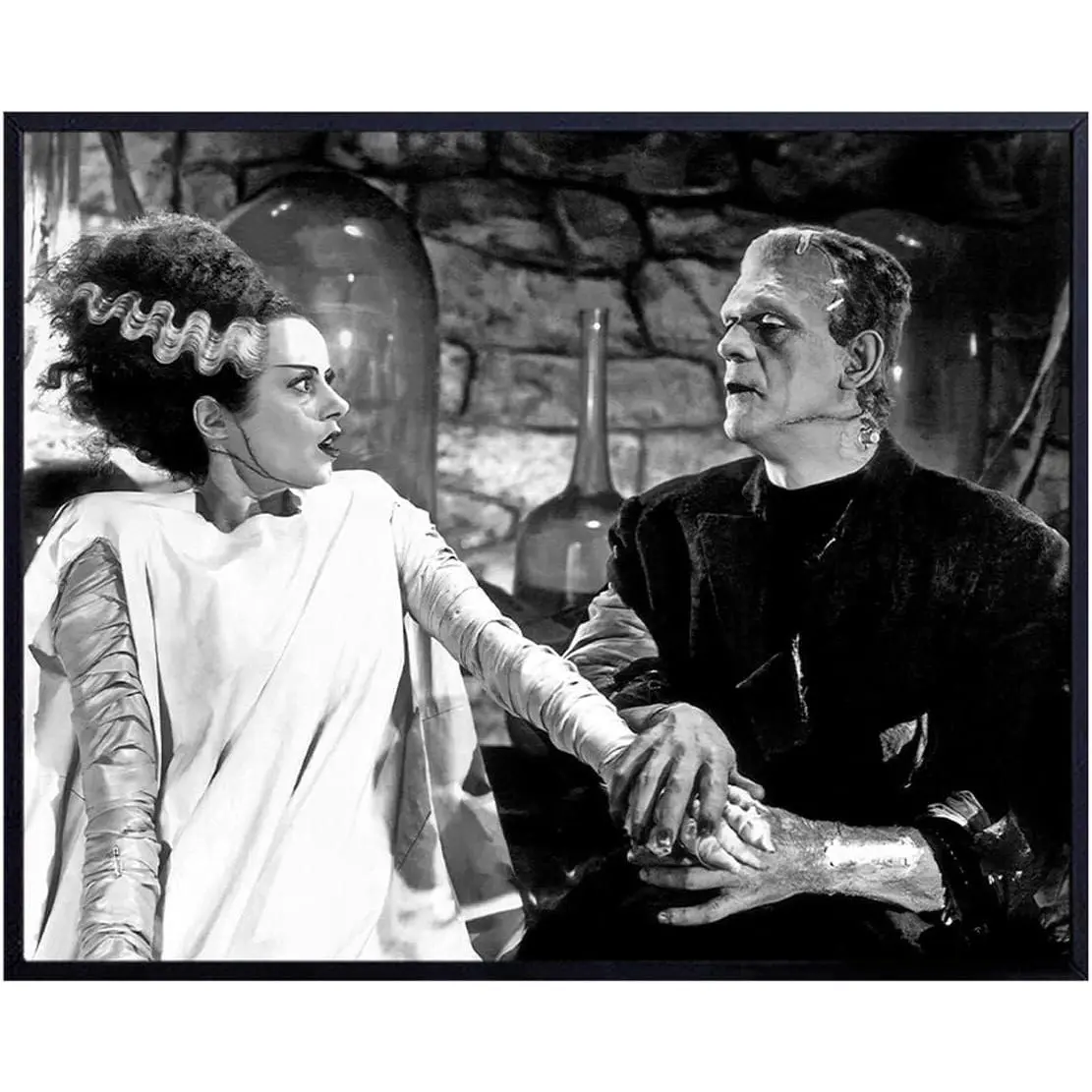 Bride of Frankenstein Decor - Frankenstein Poster for Home Theater - Vintage Horror Movie Wall Art - Perfect Bridal Shower Gift - Artistic Kitchen Paintings