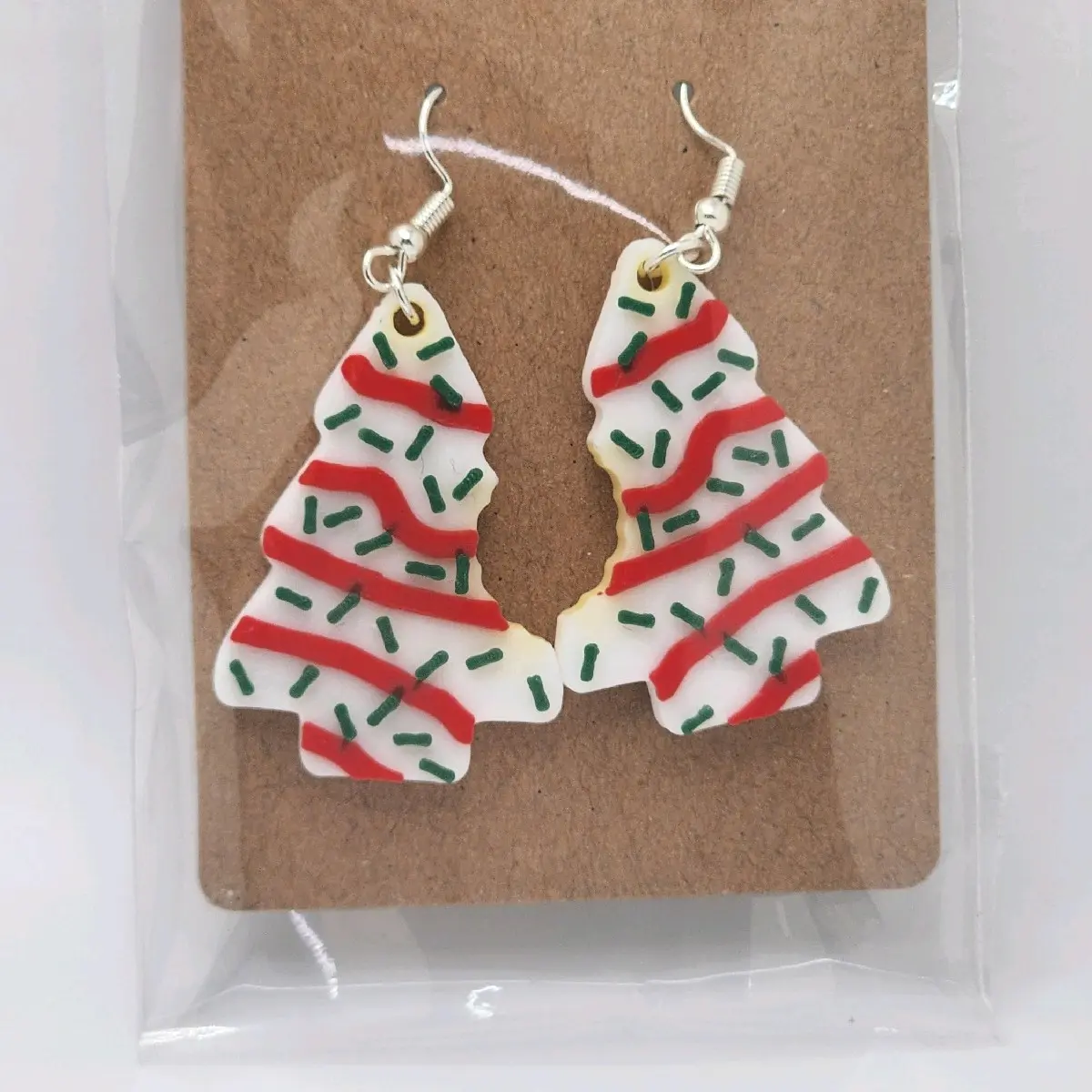 little debbie christmas tree cake earrings