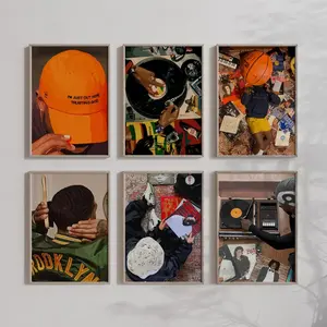 Set of 6 Masculine Wall Art, Hypebeast Room Decor, Black Man Artwork