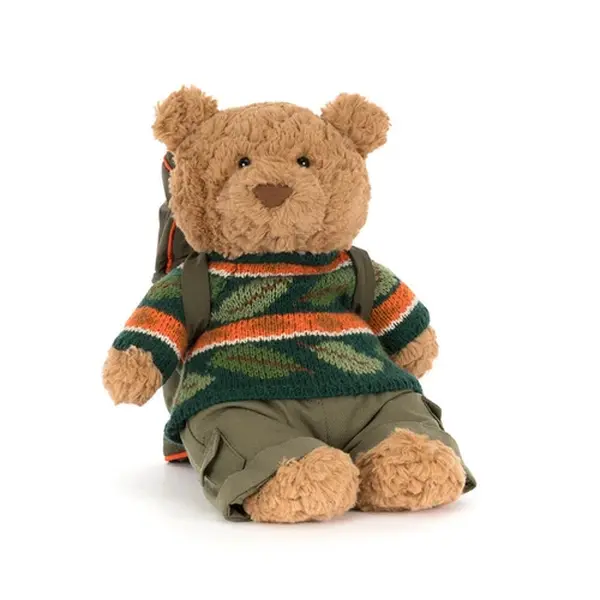 This collection of big-bellied bears—featuring versatile, removable outfits such as hiking gear, strawberry, and eggplant costumes—makes for a delightful gift for young children.