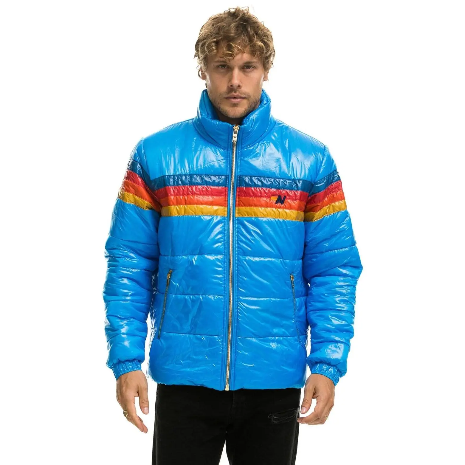 4 STRIPE LUXE TRAVELER JACKET - GLOSSY BLUE