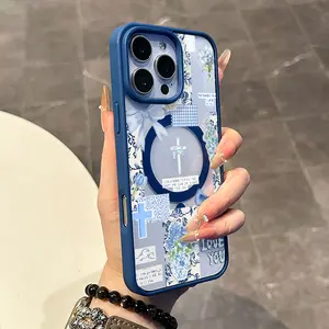 Chic Magnetic Case for iPhone11/12/13/14/15/16/17/promax Christian Collage in Blue MagSafe Ready, Anti-Slip, Ultra Thin | Aesthetic Touch for Daily Use