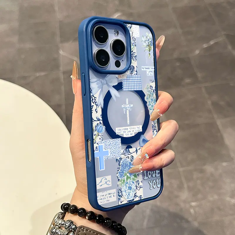 Chic Magnetic Case for iPhone11/12/13/14/15/16/17/promax Christian Collage in Blue MagSafe Ready, Anti-Slip, Ultra Thin | Aesthetic Touch for Daily Use