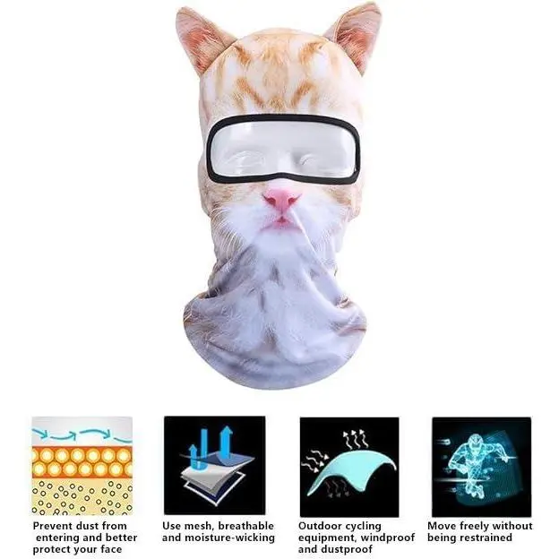 3D Cat Ski Balaclava Sheisty Face Mask with Ears for Music