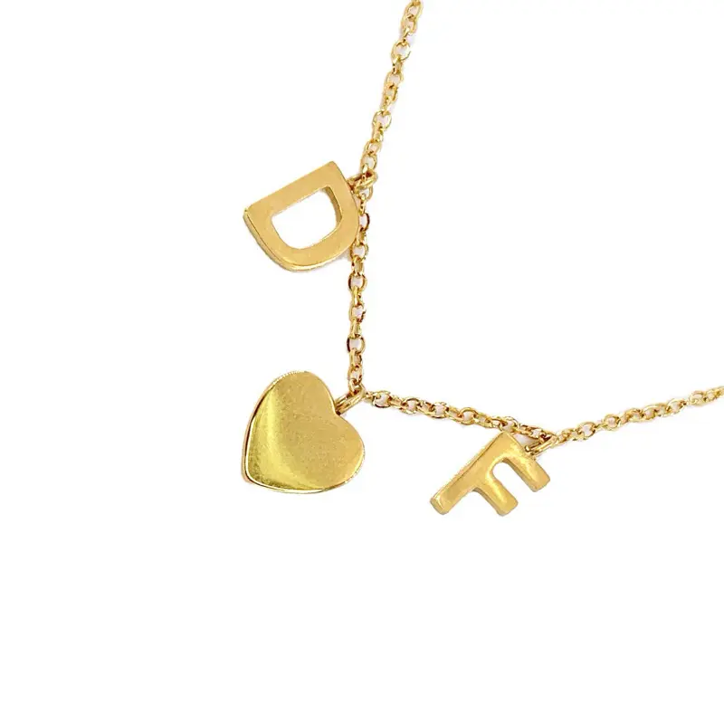 Two letter gold couple necklace