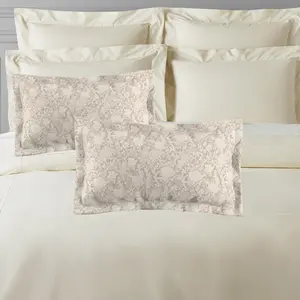 King Sham,Decorative Sham Floral Lace Print Sham, Biege  Sham, CottageCore Pillow Cover, Regency Bedding, Romantic Floral Print Pillow Sham