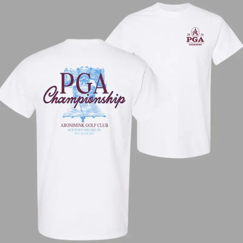 2026 PGA Championship Aronimink Golf T-Shirt, Newtown Square Pennsylvania Skyline Graphic Tee, Retro Sports Graphic Tee, Unisex Cotton Shirt, Summer Golf Outfit, Trendy Streetwear for Men for Women, Gift for Golf Fans - KitchenEra