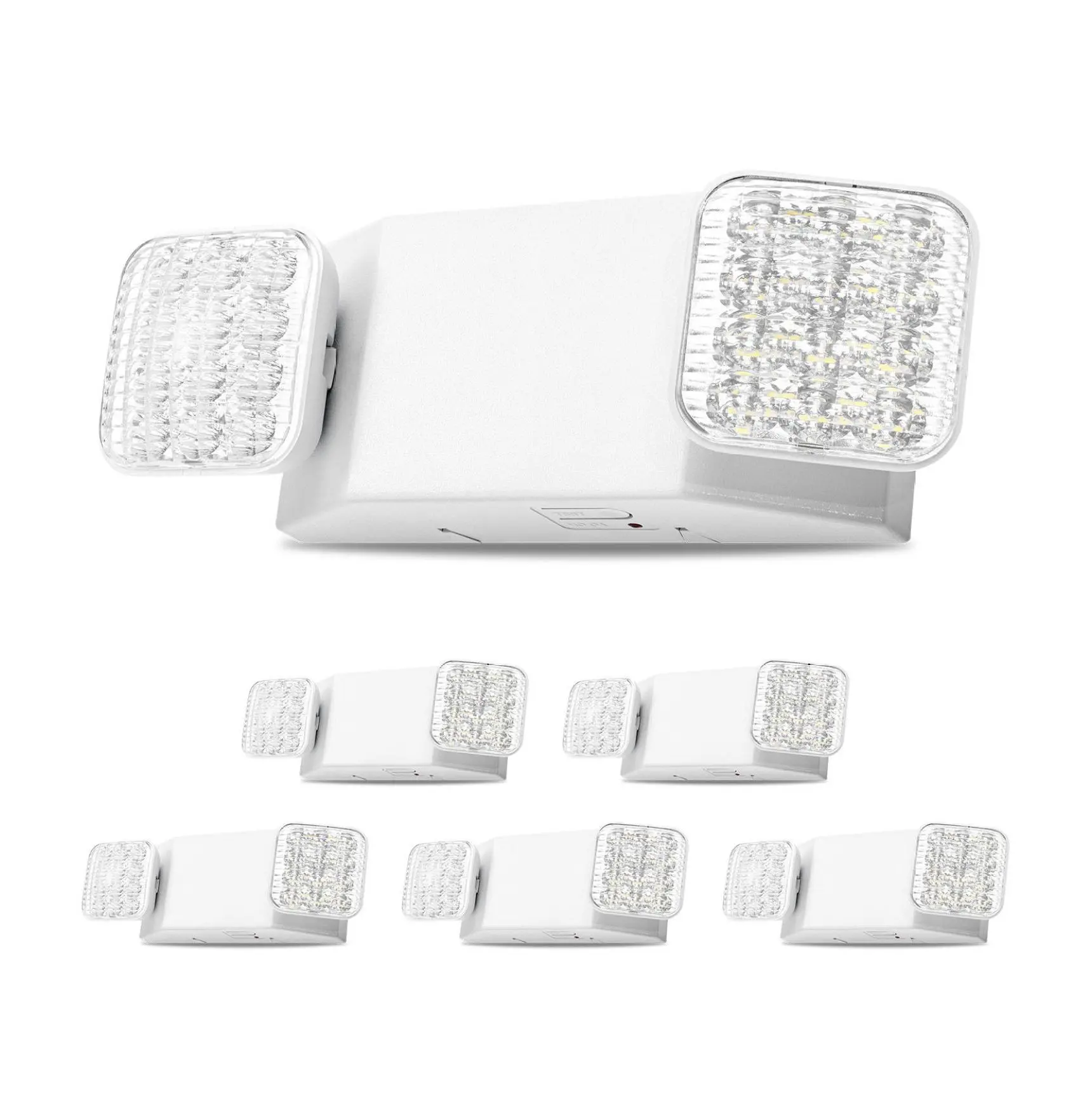 Emergency Lights 6 Pack, Commercial LED Exit Lights, 90-Minute Battery Backup, AC 120/277V, Adjustable Heads, White Default