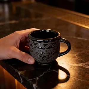 Black Ceramic Espresso Cup -  Stoneware Pottery Handmade -