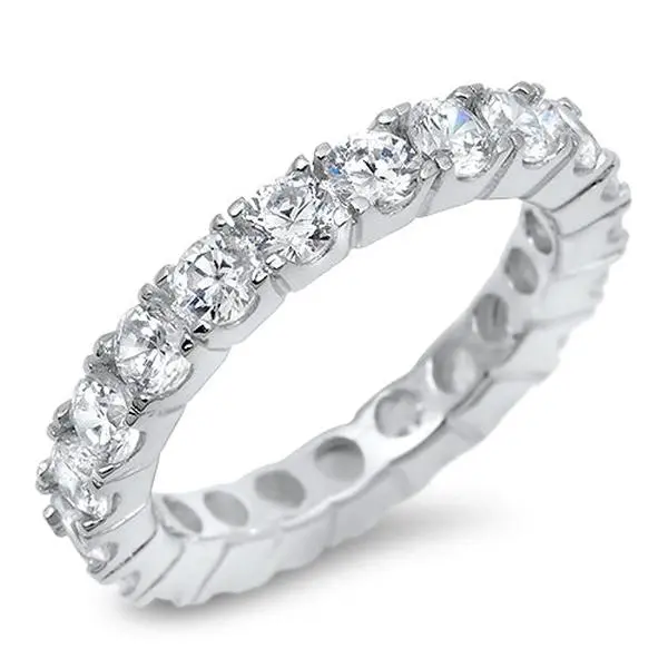 Starlette Kayla Ring | Women's Stackable Eternity Ring for Weddings and Anniversaries | Plated in Rhodium | Simulated Diamond Ring