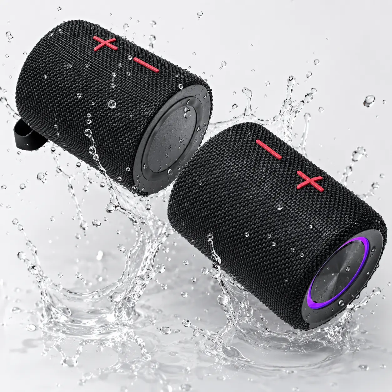 2-in-1 Splittable Magnetic Multifunctional Compact Metal Speaker - 20W Loud Bass, Bluetooth 5.3, IPX5 Water Resistant, Rechargeable Charging Batteries (10.0 to 12.9 h), Transparent Body, Stereo Audio, Aux Input, Wired Connection, for Home & Outdoor Use, M