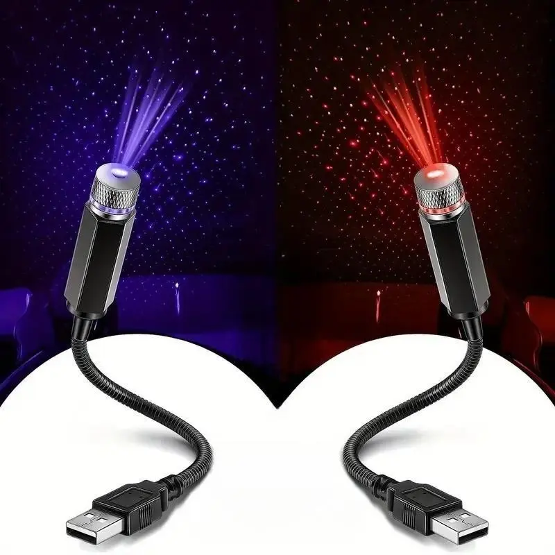 USB Car Roof Atmosphere Light, 1 Count Portable Adjustable Romantic Car Interior Light, Car Decorative Light for Car, Ceiling, Bedroom, Star Projector Headliner, Car Atmosphere Lights