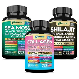 Ultimate Wellness Trio - PARROX Sea Moss, Collagen, & Shilajit All-in-One Dietary Supplement Combo - Healthcare, Fitness, & Overall Wellness - Made in USA