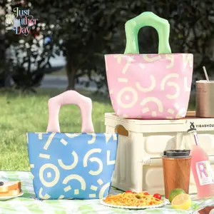 Cute Insulated Lunch Tote Bag with Soft Padded Handles Thermal Aluminum Foil Lined Cooler Bag for Work Picnic and School Leak-Proof Lunch Handbag for Bento Boxes and Snacks