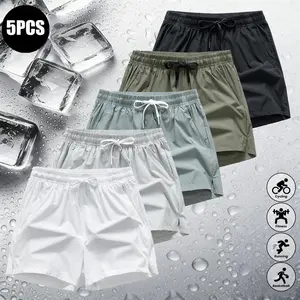 Men’s 5-Pack 5-Inch Athletic Shorts — Quick-Dry, Breathable Running Shorts with Zipper Pockets, Summer Fitness