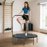 45" Round Foldable Adult Trampoline - Quiet 32 High-Elastic Joint-Kind Bungee Cords, Adjustable Steel Handlebar, Polypropylene Mat, 440 lbs Capacity, Indoor/Outdoor Home Workout Exercise Equipment, Trampoline Workout Cardio Trainer (Folds to 25% Size)
