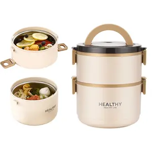 Healthy Stackable Stainless Steel Thermal Compartment Lunch Snack Box, Food Container with Lunch Bag, Leakproof Bento Box for Adult for travel, office, Picnic