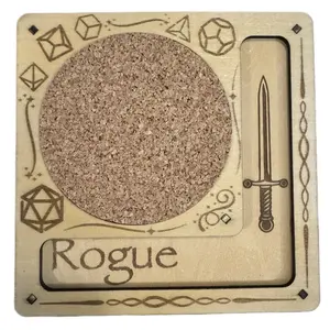 Rogue Dice Coaster with Engraved Design and Cork Surface for D&D Gaming