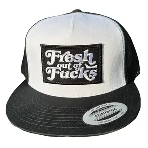 Fresh Out Of F*cks Flat Bill Trucker Hat - Yupoong 6006 Fresh Out Of F*cks Flat Bill Trucker Hat - Yupoong 6006