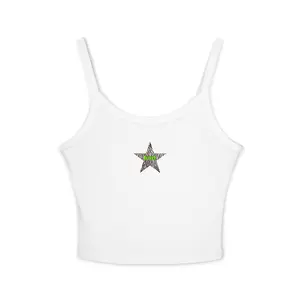Zebra Print Star with Neon Green BRAT Crop Top Y2K Accent Tank Top