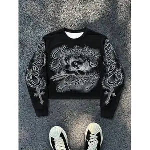 American street-style angel-print crewneck long-sleeve sweatshirt and fashionable casual shorts, autumn–winter new arrival GARMENTARY