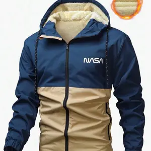 Manfinity Homme – Men’s Hooded Jacket with Fleece Lining, Colorblock Design & Letter Graphic | Autumn/Winter Windbreaker