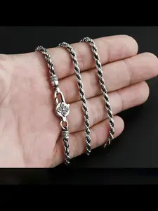 New Men's Necklace Vintage Trendy Simple Rough Man Twisted Rope Chain, Versatile Hemp Cord Jewelry for All Occasions, All Seasons, Minimalist Chain