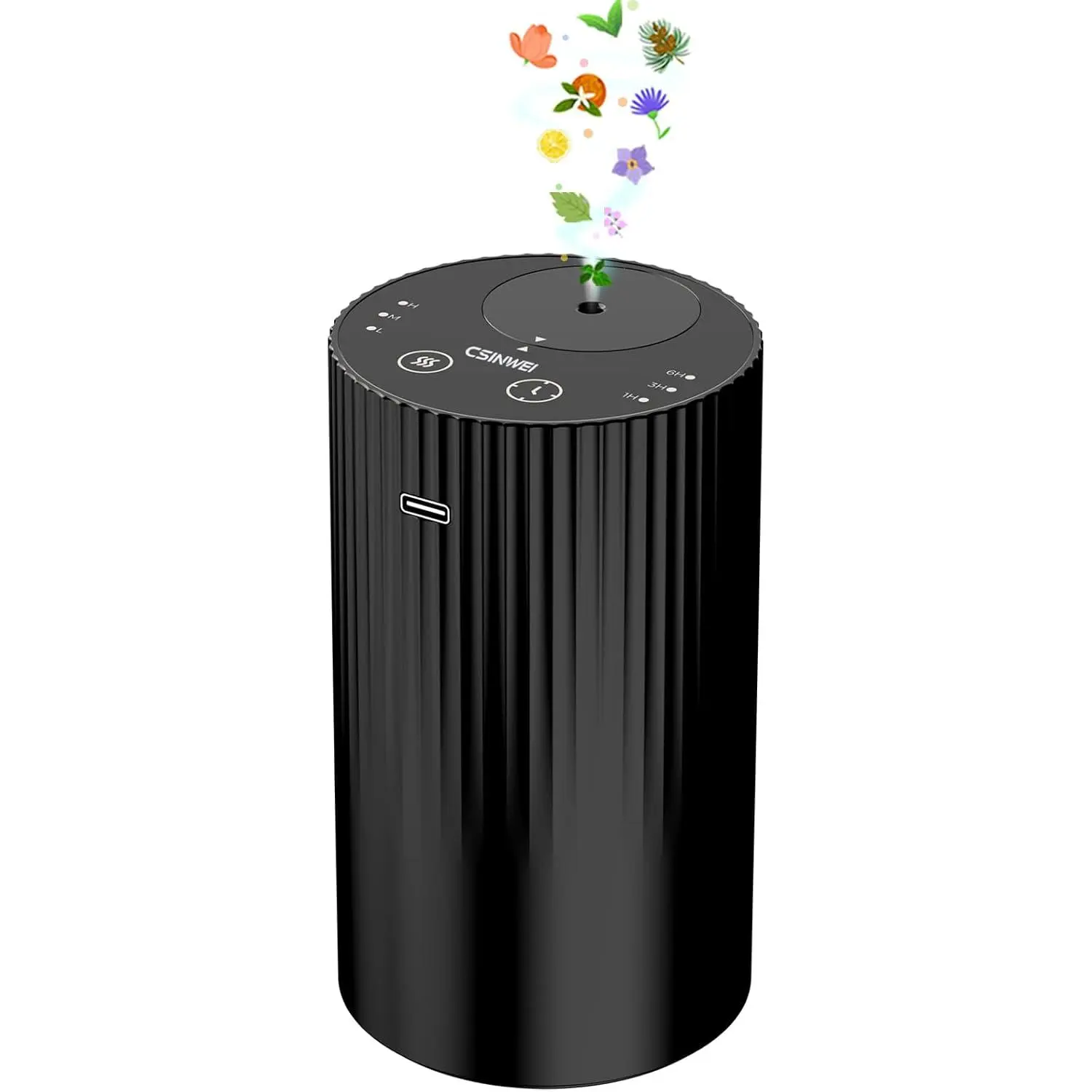 Waterless Essential Oil Diffuser, Portable Car Diffuser with Rechargeable Battery, Cordless Aromatherapy Diffuser for Home Office Bedroom, USB-C Nebulizing, 600 Sq Ft Coverage (Black)