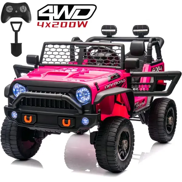 JOYRACER 24V Ride on Truck 4WD/2WD Switchable with Remote Control & 2 XL Seater, 800W Powered Electric Vehicles with Spring Suspension, 3 Speeds, Bluetooth Music Gift for Big Kids, Outdoor Toys Gift for Boys and Girls Aged 3-8