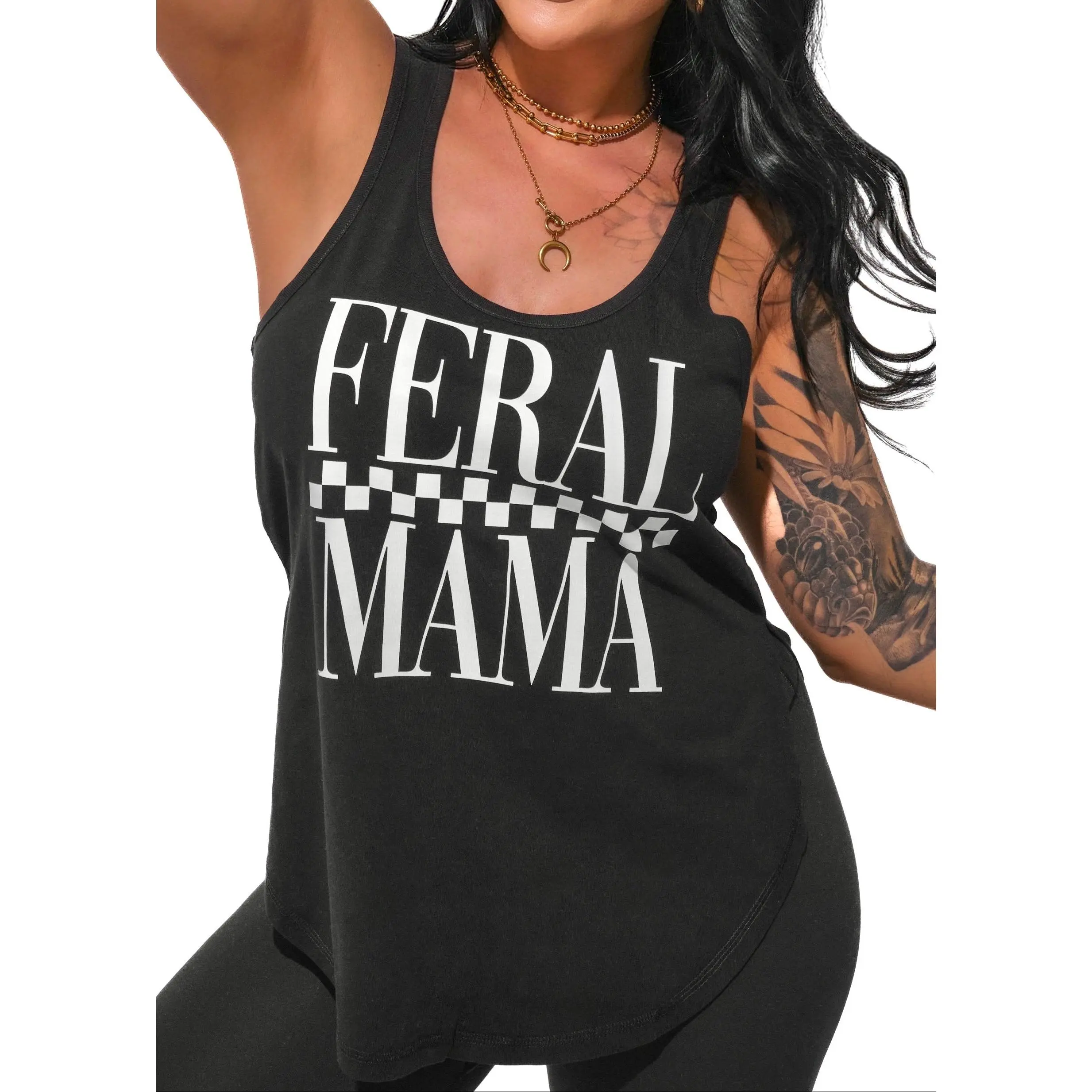 FERAL MAMA BOYFRIEND SIDE SLIT TANK