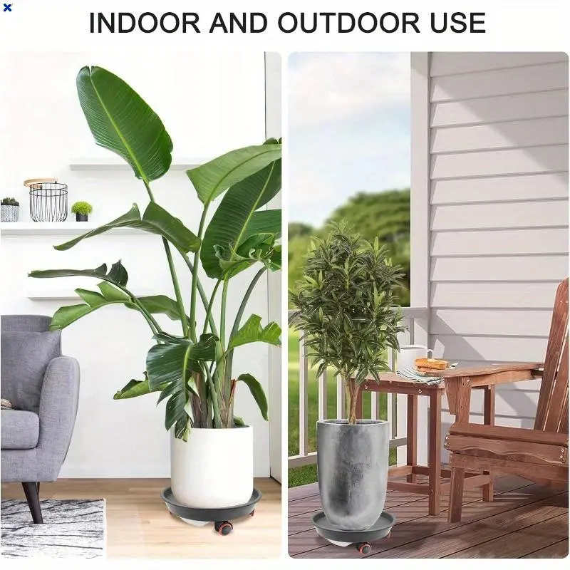 2Pcs Heavy Duty Rolling Plant Caddy with Wheels & Water Tray, 13.4" Mobile Plant Stand Dolly for Plant Pots, High Load Capacity, Great for Home & Commercial Use