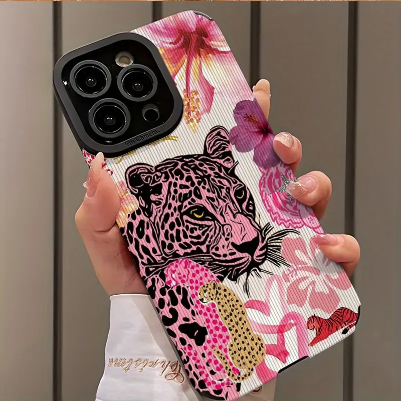 Leopard Print Heart Design Shockproof Ultra-Thin Case for iPhone 17/16/15/14/13/12/11/plus/pro Max, Dust-Proof and Stylish Gift