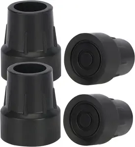 supregear Rubber Cane Tips 1" (4 X 25mm), Heavy Duty End Stoppers for Walking Cane, 1 inch Replacement Feet Caps for Walkers, Commodes, Shower Chairs, 4-Pack 1-inch Crutches Tips (Black)