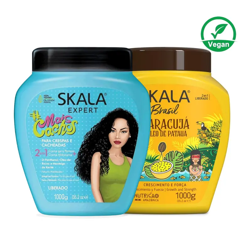 2x SKALA Mais Cachos + Passion Fruit for Curly Hair Super Curly Treatment Cream growth, strength repair glow volume Hydrate Haircare Conditioner Oil Shampoo Olive