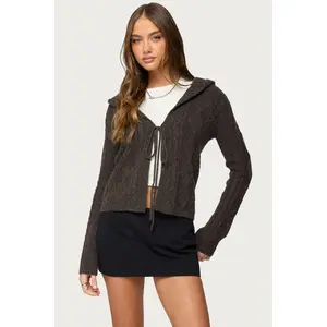 Jayla Hooded Cable Knit Cardigan