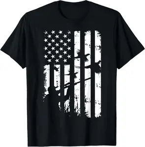 100% Cotton Cool Waterfowl American Vintage USA Flag Pheasant Hunting T-Shirt